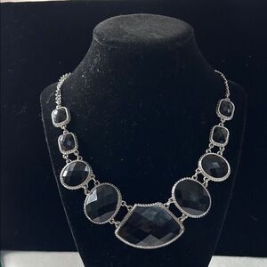 Elegant Black and Silver Necklace #1000